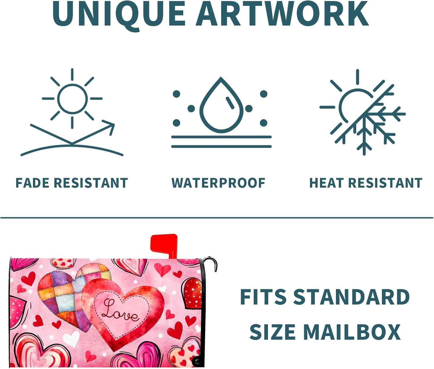 Valentine''s Day Magnetic Mailbox Cover Red Pink Heart Mailbox Cover Magnetic Standard Size 21 X 25.5 Inch Valentine Mailbox Post Cover Mailbox Wraps Mailbox Decor for Home Garden Outdoor Yard