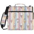 thumbnail image 2 of Zipper Binder with Shoulder Strap 2 inch 3 Ring Waterproof File Folder Organizer Bag 500 Sheet Pastel Cartoon Ice Cream Pattern, 2 of 8