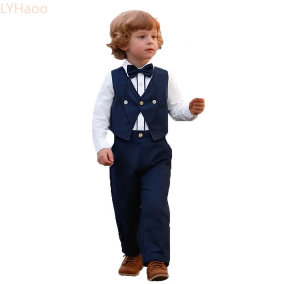 LYHaoo Boys Formal Vest For Wedding  Piano Recital Birthday Party And Evening Performance Elegant Childrens Outfit Boys School Clothing Sets Sizes (2-3 Years)