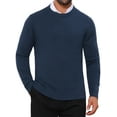 thumbnail image 1 of SUÉTER DE PULLOVER DE PUNTO SUAVE DE MANGA LARGA DE CUELLO REDONDO CLÁSICO EN COLOR SÓLIDO PARA HOMBRES M AZUL MARINO, 1 of 6