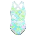 thumbnail image 4 of Shadoumai Girls Swimsuit One Piece Cutout Tummy Control Tankini for Girls Quick Dry & Stretchy Tropical Print Bathing Suit Swimwear Set Girl Stretch Strap, 4 of 5