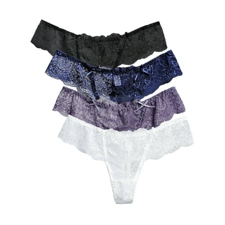 

BeautyIn Women s Lace Thongs Underwear Sexy Lingerie Tanga Pack of 4
