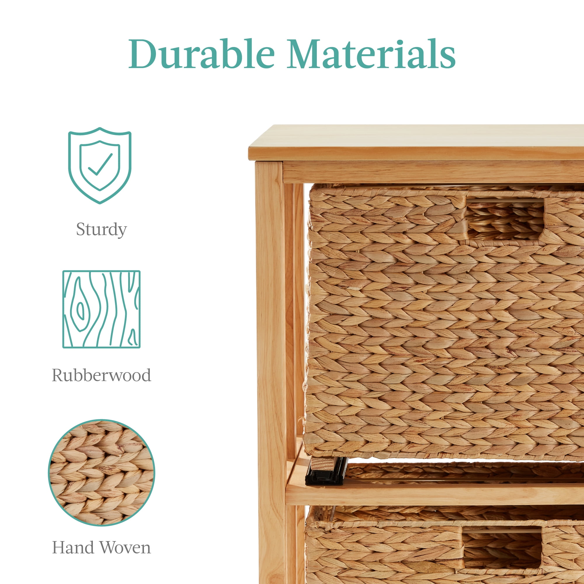 Best Choice Products Vertical Rolling File Cabinet for Home, Office w/ Rubberwood Frame, Locking Caster Wheels - Natural