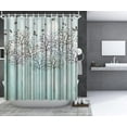 thumbnail image 2 of Trees Shower Curtain Autumn Forest with Birds Flying Above Bathroom Curtain Cool Color Fabric Home Decor with Hooks 72"×72" Inches Teal Brown, 2 of 6