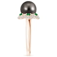 thumbnail image 3 of ANGARA Tahitian Cultured Pearl Floral Ring with Emeralds in 14K Rose Gold for Women | June Birthstone, Birthday, Anniversary, Jewelry Gift for Women | Pearl Ring, 3 of 9