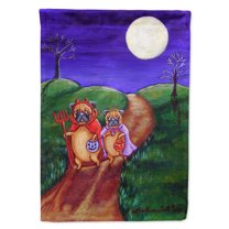 Carolines Treasures 7281-FLAG-PARENT Trick or Treat Halloween Pug Flag  multicolor