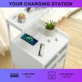 thumbnail image 6 of SYTHERS FCH White Wood Steel 2 Drawers Shelf LED Light Strips Nightstand With Socket With Charging Station & USB Ports Bed Table, 6 of 8