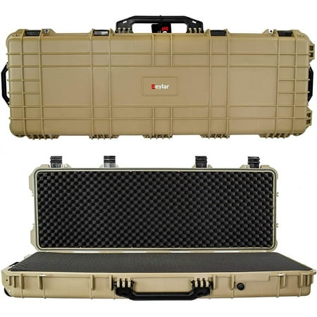 Eylar 48in Protective Roller Rifle Case Water and Shock Resistant w/ Foam Tan