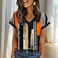 thumbnail image 7 of Inverlee Short Sleeve Tops for Women V Neck Geometric Polka Dot Print Trendy Color Block Casual Tees Summer Casual Loose Fit Boho Tunics Black L, 7 of 7