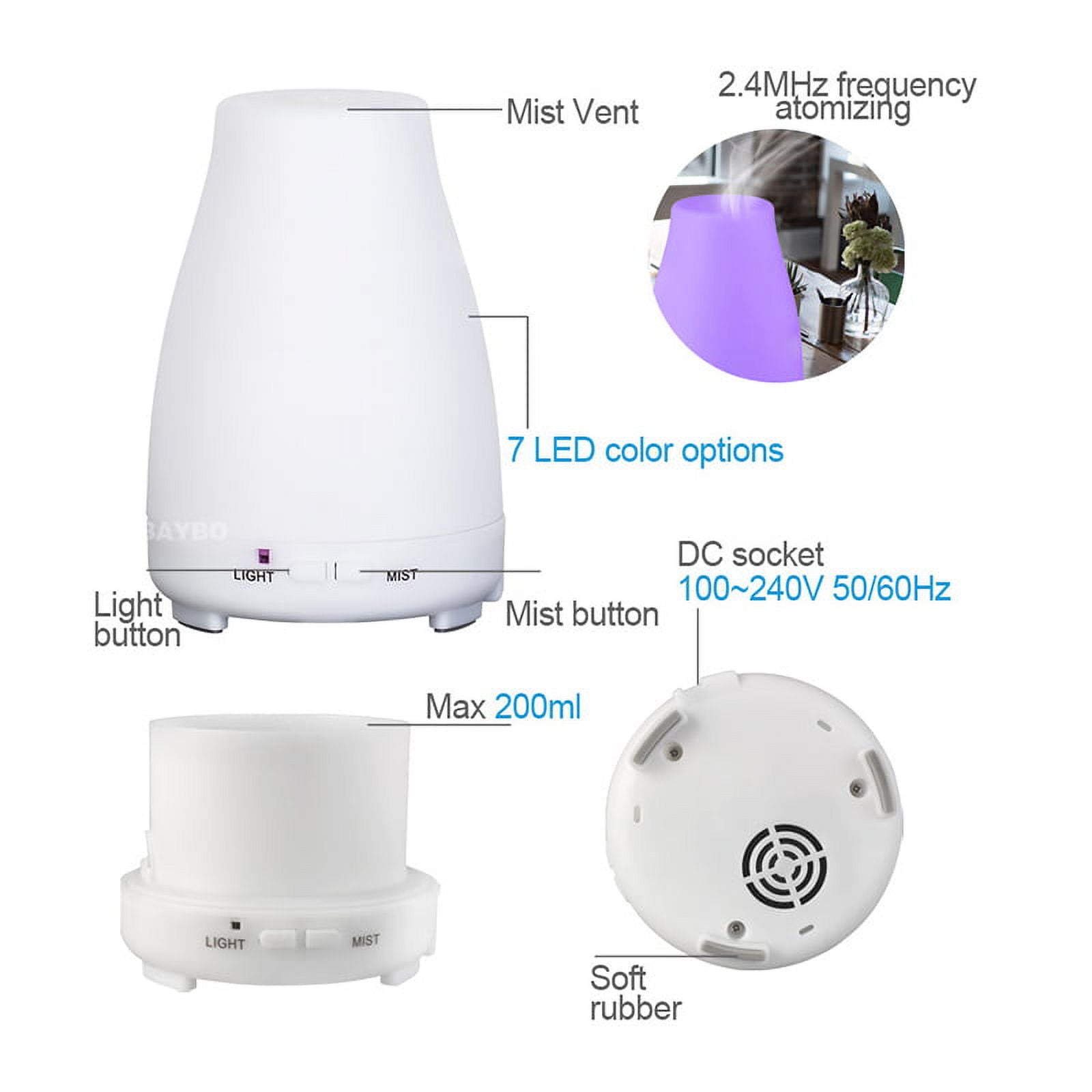 OUSITAI 7-Color LED Essential Oil Diffuser Aromatherapy Cool Mist Ultrasonic Humidifier for Home Office Bedroom Room USB Aromatherapy Humidifier