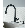 thumbnail image 3 of Wowow Single Handle Pull Down Sprayer Kitchen Faucet in Matte Black, Stainless Steel Kitchen Faucet with Soap Dispenser, 3 of 7