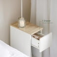 thumbnail image 4 of Small Bedside Table Nightstand with 1 Drawer, Narrow Side Table, End Table with Storage for Bedroom, Living Room, Small Spaces, White & Natural FBT111-WN, 4 of 9