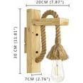 thumbnail image 5 of Lámpara de pared de diseño retro, cuerda de cáñamo de madera, lámparas de noche para pasillo de hotel, apliques de pared para interiores, luz cálida, bombilla Edison E27 incluida, 5 of 5