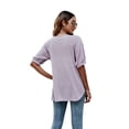 thumbnail image 4 of Uniexcosm Womens Tops Short Sleeve Round Neck Summer T-Shirt Casual Button Tunic, 4 of 7