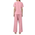 thumbnail image 4 of OIOLOYJM 2 Piece Post Surgery Recovery Sets for Men Women Cotton Soft Breathable Tear Away Side Snap Outfits Short Sleeve Shirt and Lounge Pants Sets Pink XL, 4 of 5