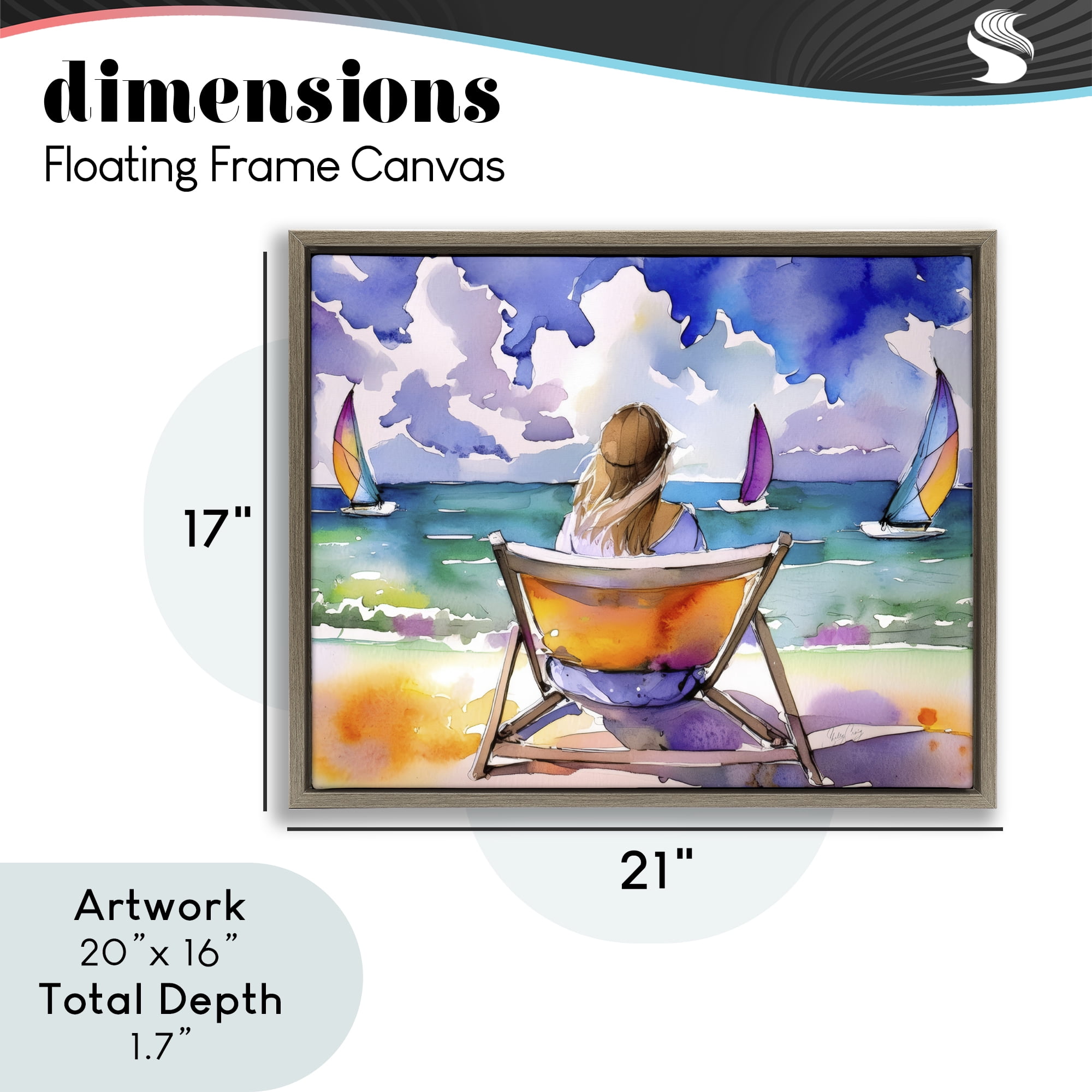 Stupell Industries Front Row to Paradise Brown Framed Floater Canvas Wall Art, design by Shelly Craig