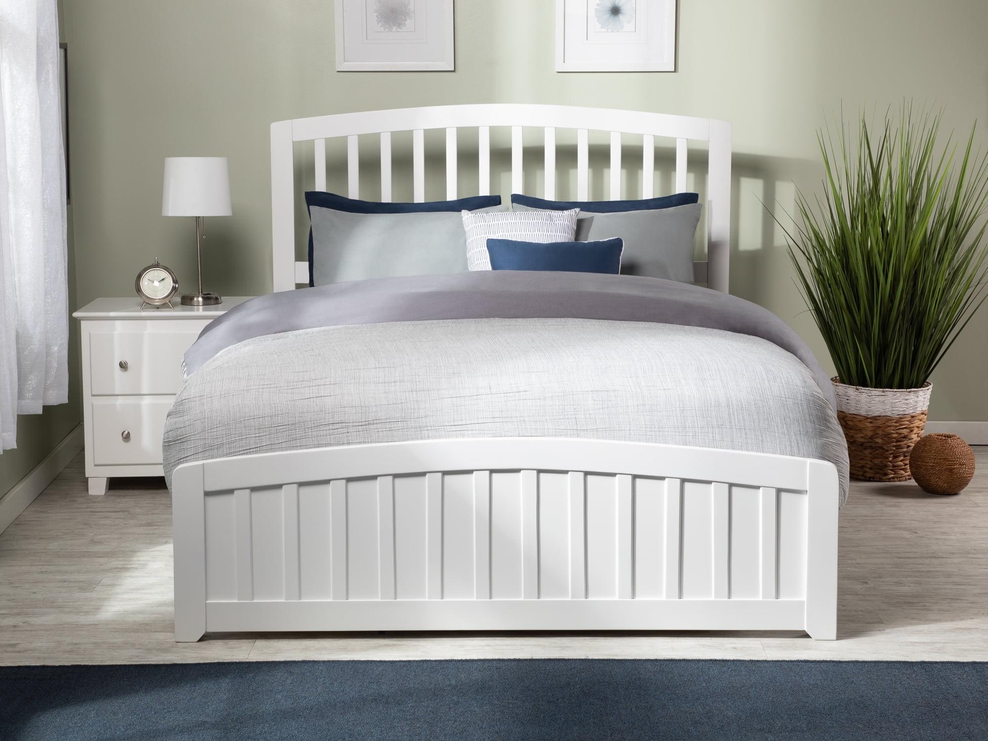 AFI Richmond Queen Wood Platform Bed with Slatted Headboard and Footboard, White