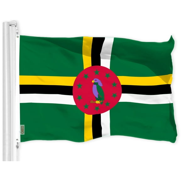 G128 Dominica Dominican Flag | 3x5 Ft | LiteWeave Pro Series Printed 150D Polyester | Country Flag, Indoor/Outdoor, Vibrant Colors, Brass Grommets, Thicker and More Durable Than 100D 75D Polyester
