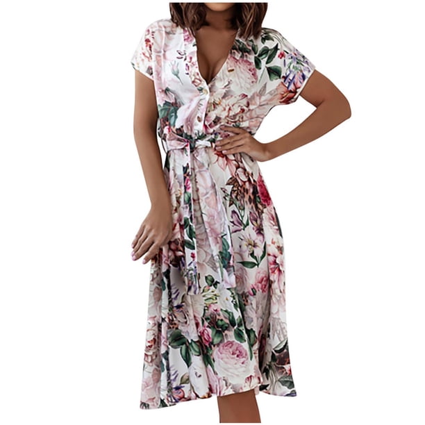 Vestido largo bohemio Fridja con estampado y cinturón para Mujer