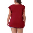 thumbnail image 4 of DARING DIVA Women's Plus Casual V Neck Ruffle Casual Top Blouse Tank Tops 1X Wine Red, 4 of 6