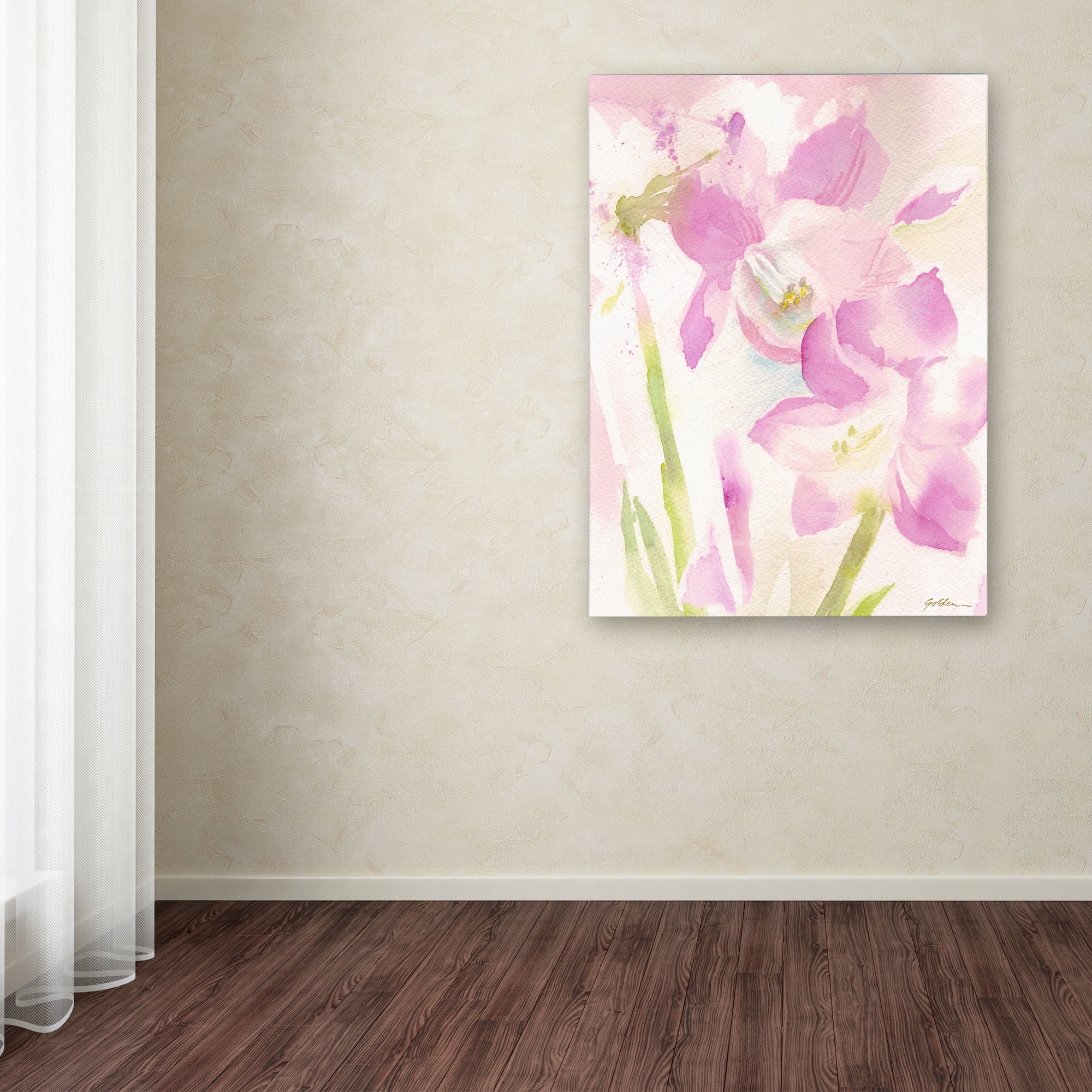 Trademark Fine Art "Amaryllis Blossoming" Canvas Art by Sheila Golden