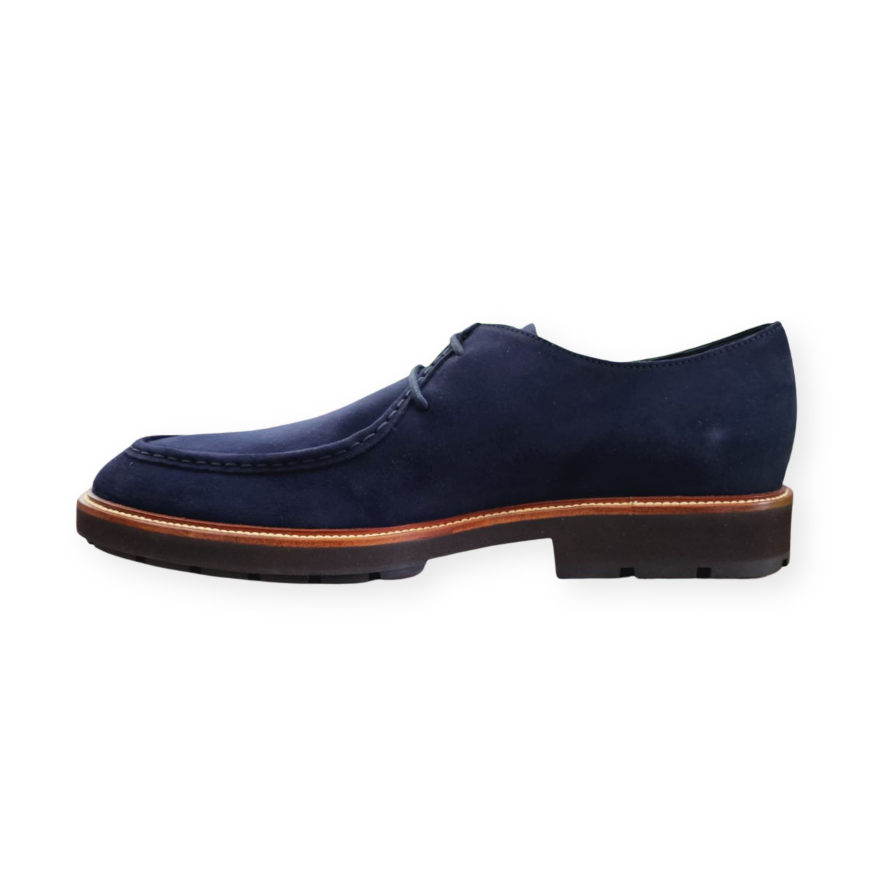 Tods Men's Navy Blue Suede Elegant Leather Lining Lace Up Low Heel