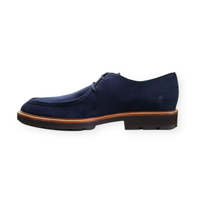 Tods Men's Navy Blue Suede Elegant Leather Lining Lace Up Low Heel