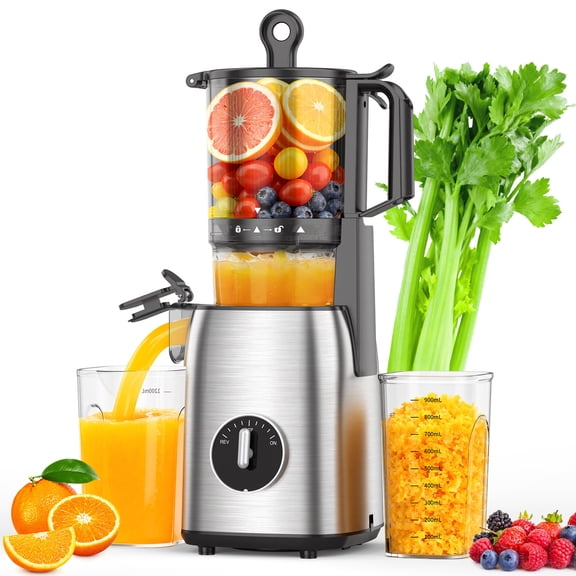 KNDKO Clod Press Juicer, 5.4" Wide Feed Chute Juicer Machine, Slow Masticating Juicer for Whole Vegetables & Fruits