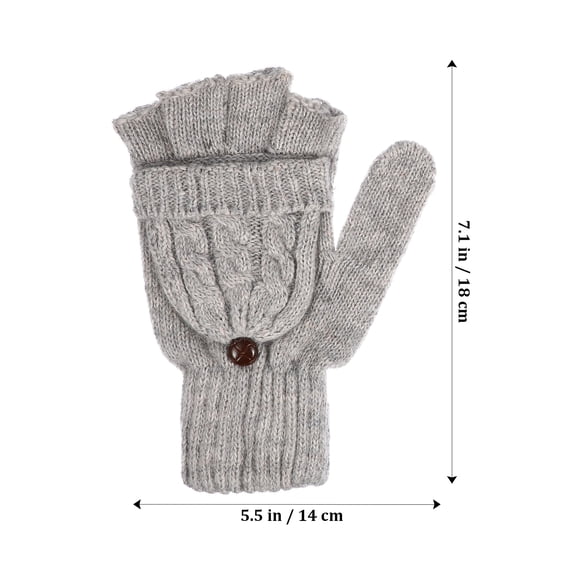OFFIGAM Women’s Warm Grey Mittens with Fold-Back Flap, 1 Pair for Outdoor Running and Winter Wear