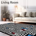 thumbnail image 2 of ODIKA 6'x9' Machine Washable Non-Slip Area Rug, Modern Monochrome ABC Maze with Playful Number Motifs High Traffic Rug, Black, 698554, 2 of 7