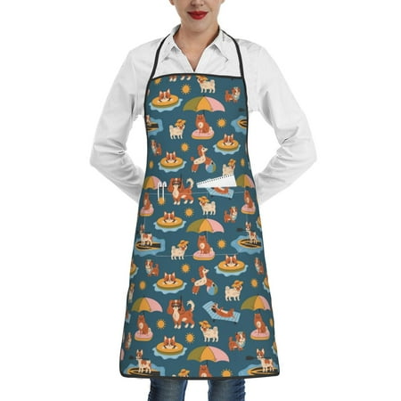 

Sikiie Beach Dog Aprons for Kitchen Cooking Aprons Chef Apron for Men Women Chef