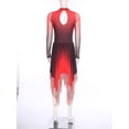 thumbnail image 4 of Oyolan Women Asymmetrical Praise Dance Dress Long Sleeve Contemporary Dance Costumes Red M, 4 of 7