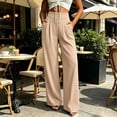 thumbnail image 5 of Mifsaly Casual Dress Pants for Women High Waisted Pleated Wide Leg Trousers Button Front Business Casual Work Slacks with Pockets Beige,L, 5 of 6