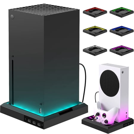 RGB Base Stand for Xbox Series S/X Console with 3 Extra USB Port Vertical Stand-Black