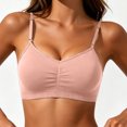 thumbnail image 5 of ATOYSOY Natural Fiber Wireless Bralette No Underwire Thin Shoulder Strap Ruched Bust Seamless Thin Soft Support Bra For Women Solid Color Everyday Casual Outfit, 5 of 5