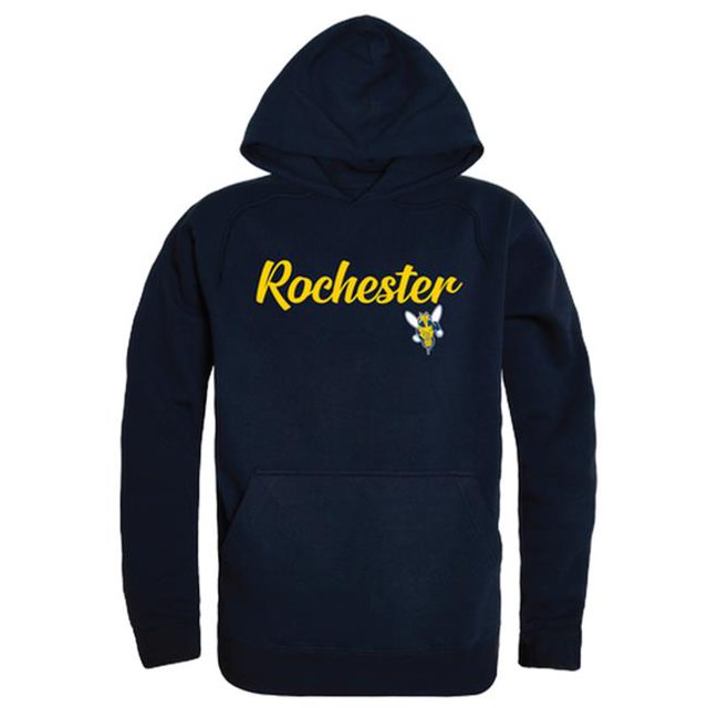 W Republic 558-146-NVY-01 Men University of Rochester Yellowjackets Script Hoodie, Navy - Small