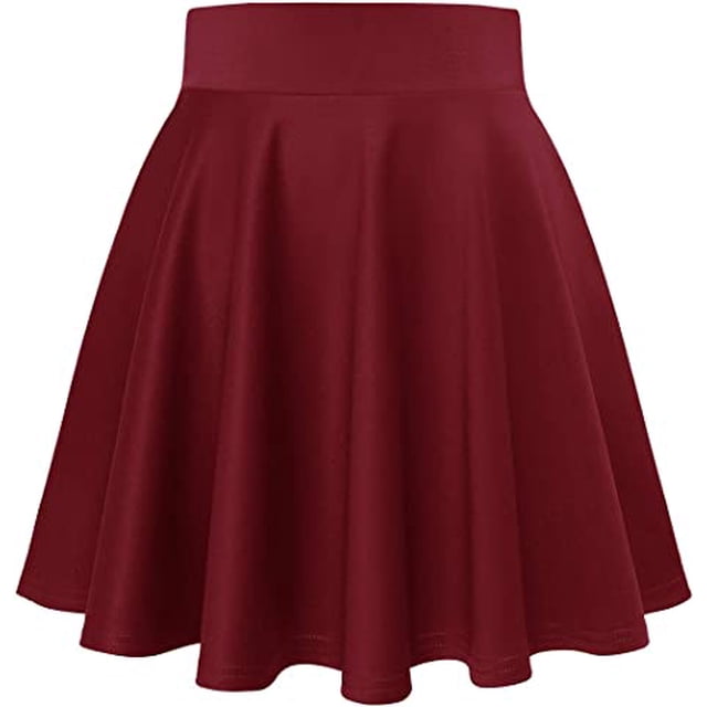 Borgoña, falda skater plisada de poliéster Falda L Falda skater plisada de poliéster retro Falda básica mini/midi/ahuecada