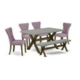 thumbnail image 2 of East West Furniture X-Style 6-piece Wood Dining Set in Jacobean Brown, 2 of 6