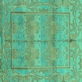 thumbnail image 1 of Ahgly Company Machine Washable Indoor Square Oriental Turquoise Blue Traditional Area Rugs, 5' Square, 1 of 4