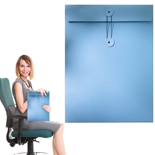 Meiiso A4 Contract File Bag Test Paper Bag (23.9*33Cm) Blue Office Cabinet, Envelopes with Thread Seals Thick Cowhide Foldersreusable Transparent Envelopes and Organizers
