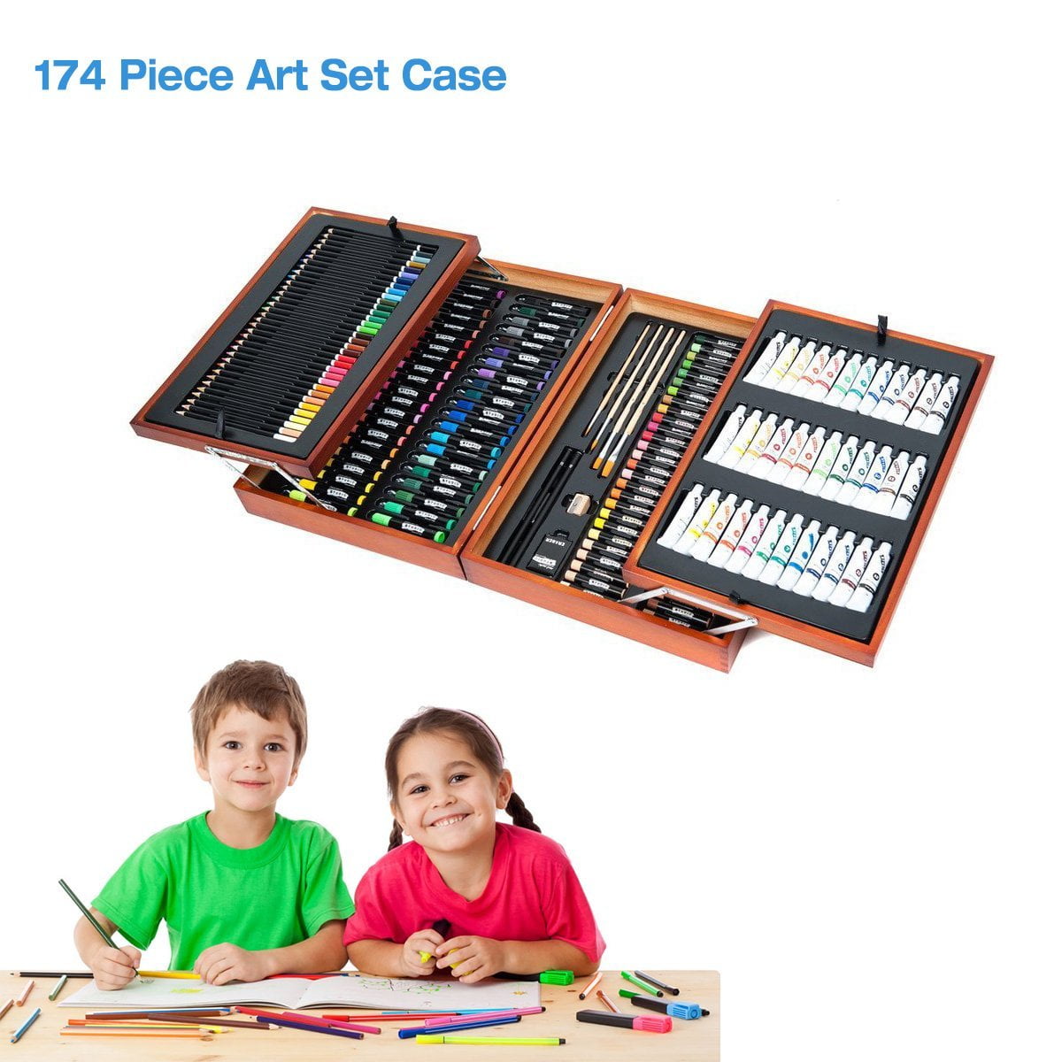 Huge Art Set 174 Pieces With Beautiful Wood Carry Case US Edition