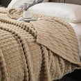 thumbnail image 2 of KOYPTL 71x79In Jacquard Weighted Throw Blanket for Adults Sleep,Fluffy Sherpa Fleece Flat Sheet,Soft Warm Blanket for Bed Couch Sofa Household Winter Holiday Bedroom Living Room Decorations Khaki, 2 of 7