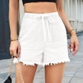 thumbnail image 4 of Shorts Vaqueros de Mezclilla con Cintura Elástica y Cordón Ajustable para Mujer XL, 4 of 9