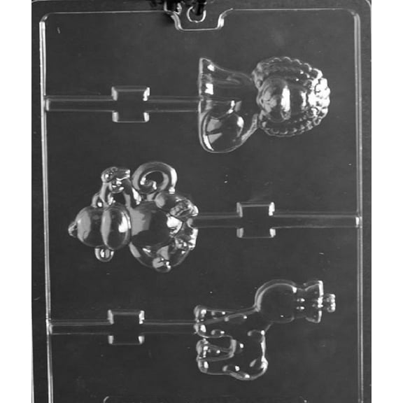 Grandmama's Goodies A151 Monkey Giraffe Lion Lollipop Chocolate Candy Soap Mold with Exclusive Molding Instructions