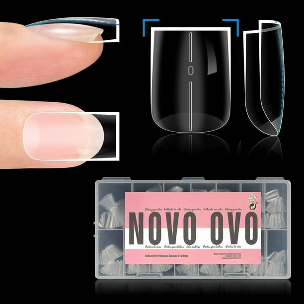 Puntas para uñas NOVO OVO, rectas, cuadradas, gruesas, cortas, x510