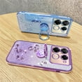 thumbnail image 6 of for Infinix Note 40 Pro Slim Case, Crystal Bling Clear Glitter Sparkle Diamond Flowers Floral Design Soft Silicone Cover with Ring Kickstand for Infinix Note 40 Pro HSF-Purple, 6 of 9