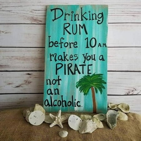 Rustic Wooden Signs Tiki Bar Unique Gift for Friend Pirate Sign Drinking Rum Sign Wall Art Decor Kitchen Cafe Pub Decor Gift 8×16 INCH