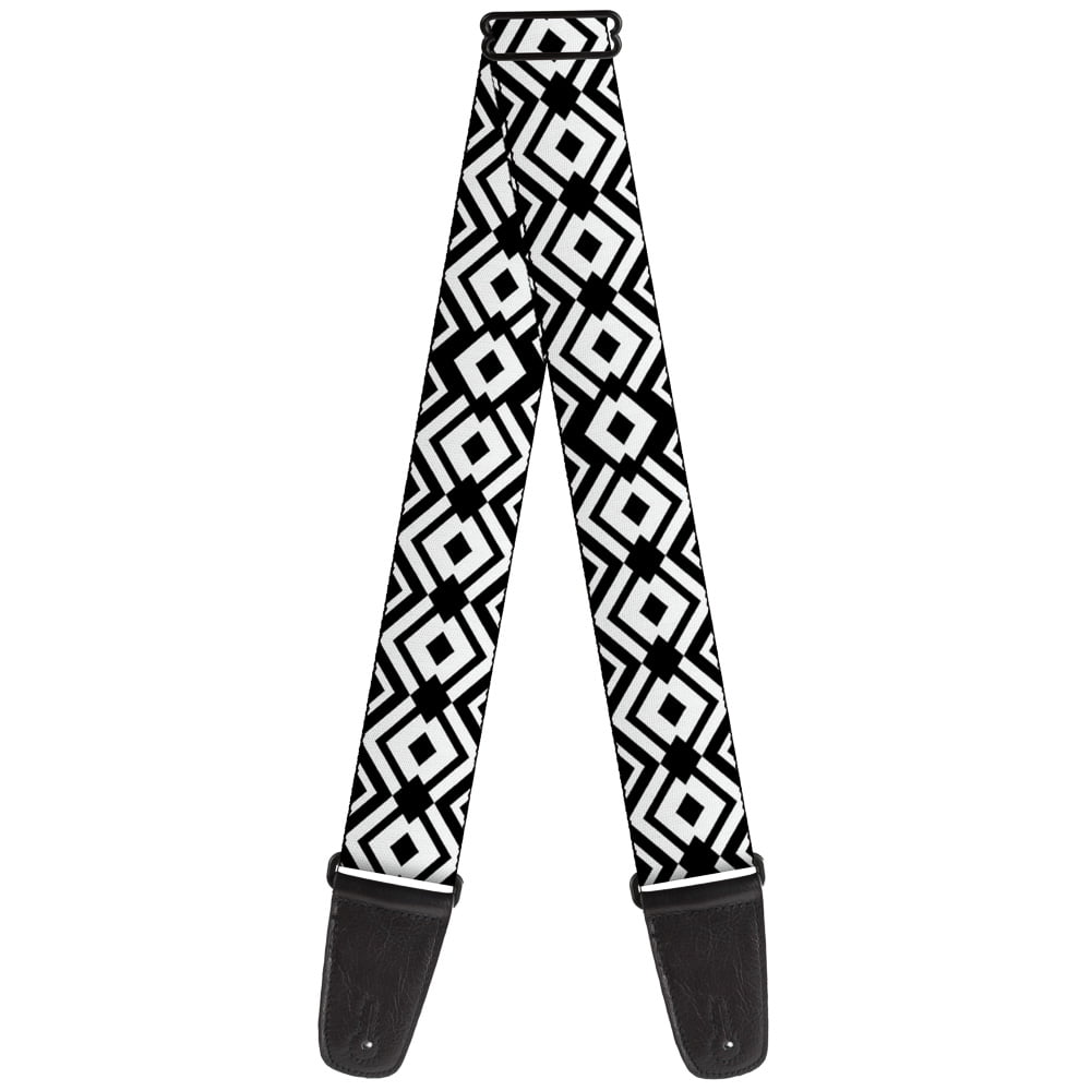 Buckle-Down Guitar Strap, Aztec Pattern White Black, 2 Inches Wide
