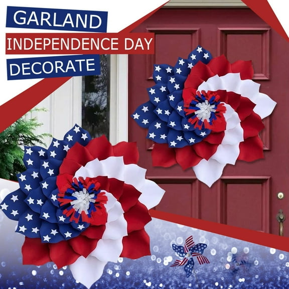Botrong Patriotic 4th of July Wreath, 17.55", Burlap