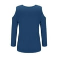 thumbnail image 5 of Tittly T Shirts for Women Tshirts Shirts Women's Tops V Neck 3/4 Sleeve Shirts Casual Blouses Cold Shoulder Tops Basic Tees Floral Print Tshirts Womens T Shirts Gym Clothes for Woman Dark Blue S, 5 of 5